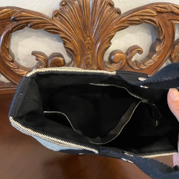 Hermès Canvas Toile Saxo Carry Sack Bag Grey Black Tote - Picture 9 of 14